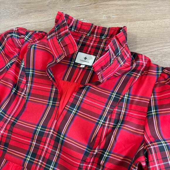 Tuckernuck Royal Stewart Tartan Palmerston Dress L large plaid ruffle collar - Picture 10 of 12